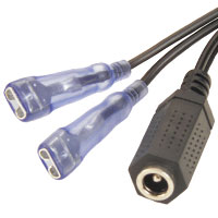GAD Adapter cord connects new GXF10 power supply to older lampsets - 6 foot cable from spade ends to  2.1mm female