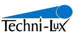 Techni-Lux generic logo, 2 color: black, Pantone 300C blue