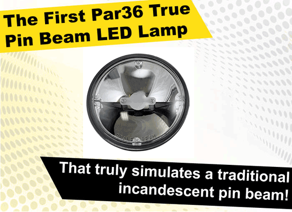 The First LED True Pin Beam PAR36 that truly simulates a traditional incandescent pin beam.