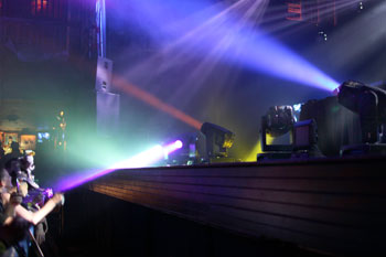 close up of SGM Giotto Synthesis and Giotto 400 Wash on stage British DJs Sasha-Digweed - House of Blues Orlando, Florida