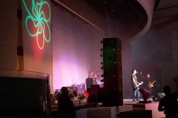 Close up of green gobo above stage at Tree63 concert - Apopka, Florida USA