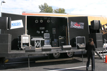DJ trailer in Techni-Lux parking lot at the Rental & Staging Roadshow 2008 hosted by Techni-Lux, Orlando, Florida USA