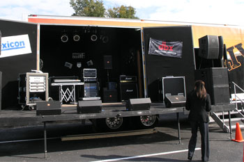  Techni-Lux in-house Lighting Designer, Tony Hansen running the light show in showroom at the Rental & Staging Roadshow 2008 hosted by Techni-Lux, Orlando, Florida USA