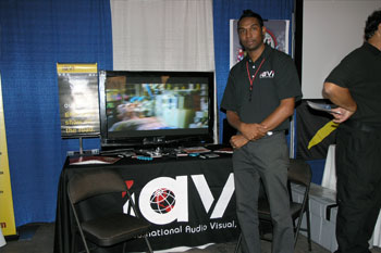 International Audio Visual, Inc. (IAVI) booth at the Rental & Staging Roadshow 2009 hosted by Techni-Lux, Orlando, Florida USA