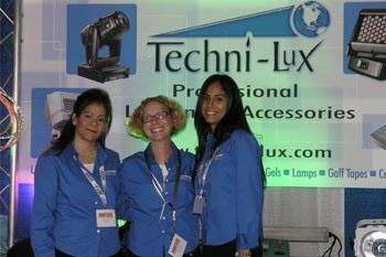 Techni-Lux Staff Jeanette, Steffie and Yamina in Techni-Lux and OSRAM booth at the Rental & Staging Roadshow 2009 hosted by Techni-Lux, Orlando, Florida USA