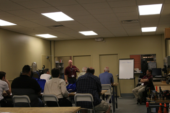 Lance Gaboury, Engineer at Techni-Lux, teaching a class in the tech area, Techni-Lux 20th Anniversary Open House 2010, Orlando, Florida USA