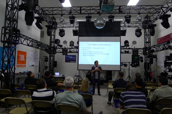 Guest Speaker Richard Cadena doing a seminar in the showroom,Techni-Lux 20th Anniversary Open House 2010, Orlando, Florida USA