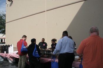 guests lining up to eat lunch,Techni-Lux 25th Anniversary Open House 2016, Orlando, Florida USA