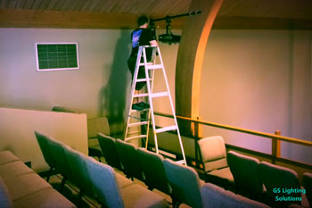 Garrett installing HPLEDs inside City View Church - Renton, WA, USA