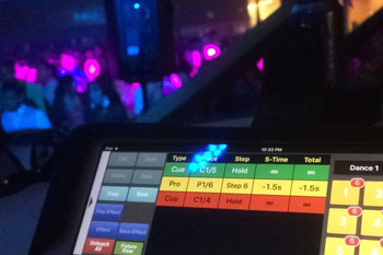close up of console monitor screen of program lights in show on stage at Limitless Youth Conference, Molalla, OR, USA