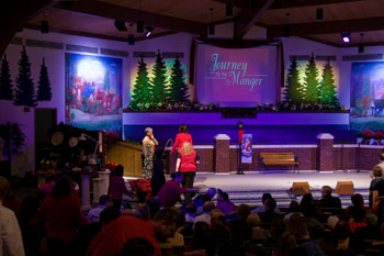  scene of a park with a bench daylight Journey to the Manger Musical - South Orlando Baptist Church, Orlando, FL, USA