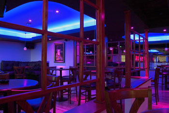 recess LEDs fixtures in hues of blues and pinks The Vue Lounge - Clearmont, Florida, USA