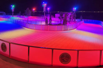 LED light show on Crystal Ribbon ice skating rink at Snowcat Ridge Alpine Snow Park - Dade City, Florida, USA