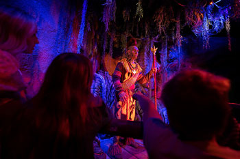 interior scene of Volkanu Quest for the Golden Idol Dark Ride - Lost Island Theme Park, Waterloo, IA, USA