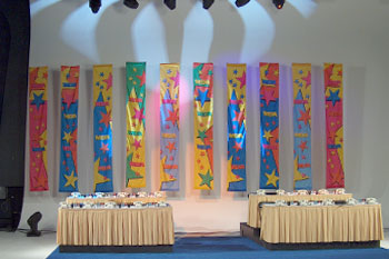 SGM Giotto 400 fixtures mounted above in telephone set at the Central Florida Jerry Lewis Labor Day Telethon - Orlando, Florida, USA