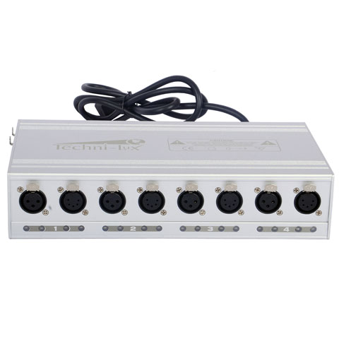 TECHNI-LUX: Splitter DMX 4 way - 3 & 5 pin XLR IN/OUT, 120vAC