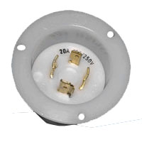 2014FI Twistlock 2415 20a 125/250v 3pole/4wire Flanged Panel Inlet Male