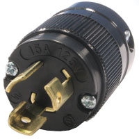 4720BL Twistlock 15a 125v  2Pole, 3 Wire Male Black