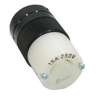 4579 Twistlock 15a 250v  2Pole, 3 Wire Female Black/White