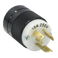 4570 Twistlock 15a 250v  2Pole, 3 Wire Male Black/White