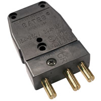 20M Stage 3-Pin Bates 20A 125v Inline Male Black