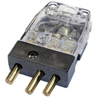 20M-X Stage 3-Pin Bates 20A 125v Inline Male Clear