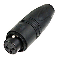 NC3FXX-HD-B-D XLR Cable End XX-HD Series 3 pin Female - black chrome/gold with rubber jacket. IP67 rated; bulk