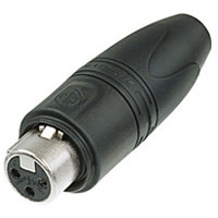 NC3FXX-HD-D XLR Cable End XX-HD Series 3 pin Female - nickel/gold with rubber jacket. IP67 rated; bulk