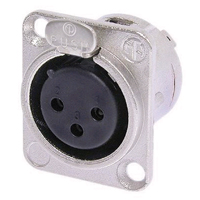 NC3FD-L-1 XLR Panel Mount Chassis Receptacle DL1 Series 3 pin Female - solder cups- nickel/silver