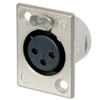 NC3FP-1 XLR  Panel Mount Chassis Receptacle P Series 3 pin Female - solder cups - nickel/silver