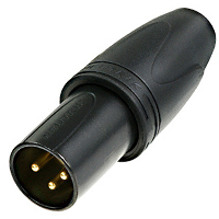 NC3MXX-HD-B-D XLR Cable End XX-HD Series 3 pin Male - black chrome/gold with rubber jacket. IP67 rated; bulk