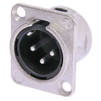 NC3MD-L-1 XLR Panel Mount Chassis Receptacle DL1 Series 3 pin Male - solder cups- nickel/silver