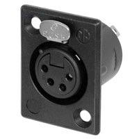 NC4FP-B-1 XLR Panel Mount Chassis Receptacle P Series 4 pin Female - solder cups - black/gold