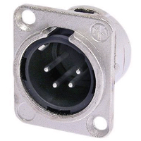 NC4MD-L-1 XLR Panel Mount Chassis Receptacle DL1 Series 4 pin Male - solder cups- nickel/silver