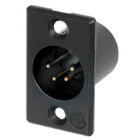NC4MP-B XLR Panel Mount Chassis Receptacle P Series 4 pin Male - solder cups - black/gold