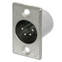 NC4MP XLR Panel Mount Chassis Receptacle P Series 4 pin Male - solder cups - nickel/silver