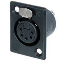 NC5FP-B-1 XLR Panel Mount Chassis Receptacle P Series 5 pin Female - solder cups - black/gold