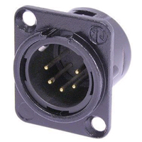 NC5MD-L-B-1 XLR Panel Mount Chassis Receptacle DL1 Series 5 pin Male - solder cups - black/gold