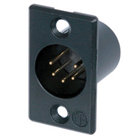 NC5MP-B XLR Panel Mount Chassis Receptacle P Series 5 pin Male - solder cups - black/gold