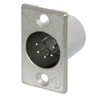 NC5MP XLR Panel Mount Chassis Receptacle P Series 5 pin Male - solder cups - nickel/silver