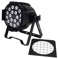 FlexiLED TriColor RGB 18 x 3 watt fixture, 25 degrees, DMX - with frame, Black 120/240vAC