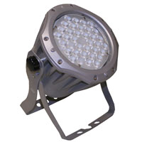 UltraLED LEDpar Outdoor RGB 36 x 1 watt fixture, 15 degrees, DMX with dual yoke, Silver 80-250vAC