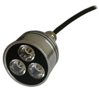 UltraLED MR16 3 x 1w Warm White LEDS - 45 degree beam with black 16' foot cable RJ45 connector, silver color