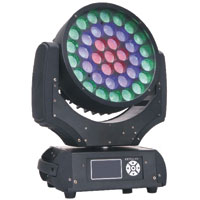 VectorLED 37 Quad 10w RGBW Wash Moving Light with ZOOM  - 90-260vAC, DMX512 3&5pin XLR in/out - Black