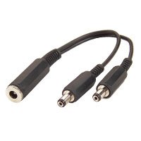 WYE Y-cord adapter connects two Littlites to a single GXF10 power supply - 6 inches long, female 2.1mm to two males