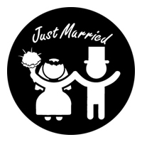 ROSCO:250-76546 -- 76546 Just Married 3 Steel Metal Gobo, Size: Specify