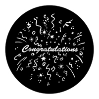 ROSCO:250-77984 -- 77984 Congratulations Steel Metal Gobo, Size: Specify