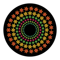 ROSCO:260-86647 -- 86647 Flower Power Multi Color Glass Gobo By Ken Michaels, Size: Specify