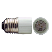 Lamp Adapter allows use of 2 pin G6.3 or G5.3 quartz lamps in a standard E26/E27 screw-in base