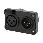 C3F2C-W-B XLR 3pin combined male & female dual receptacle IP65, black shell, golden contacts